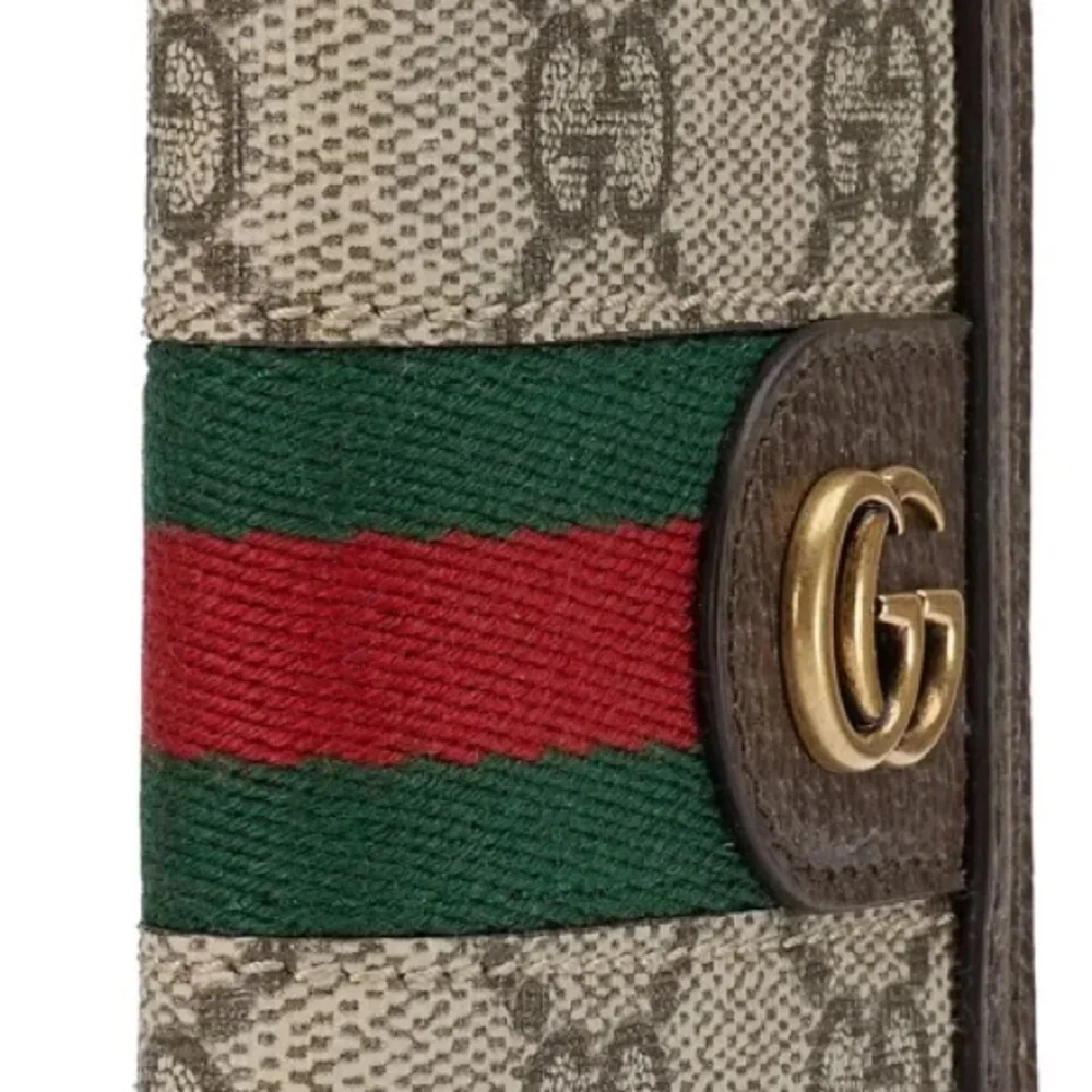 Gucci Beige and Brown Card Holder with Green-Red Stripe - Picture 3 of 14